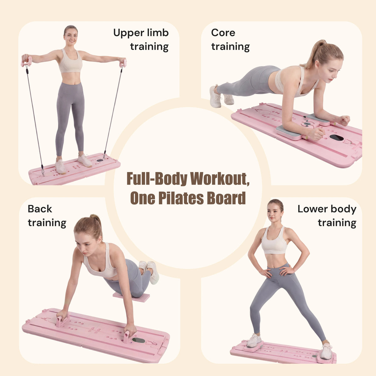 MAXU Foldable Pilates Reformer Board with Counter, Resistance Bands and Ski Mode for Home Workout