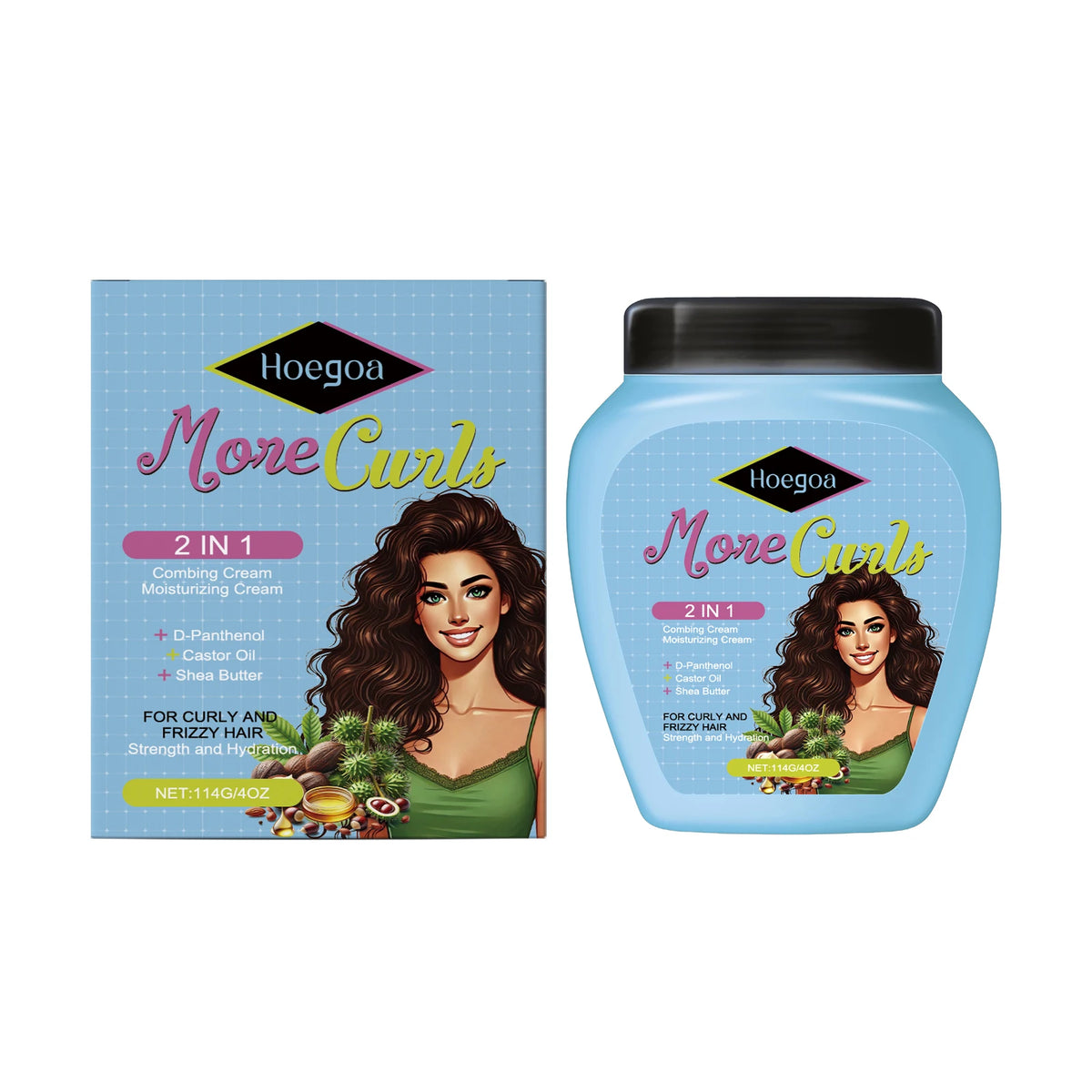 Hoegoa Shea Butter Castor Oil Leave In Conditioner Anti Frizz