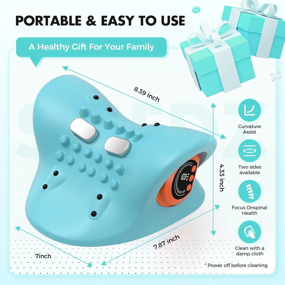 Electronic Rechargeable 3in1 Shiatsu Neck Back Massager With Remote