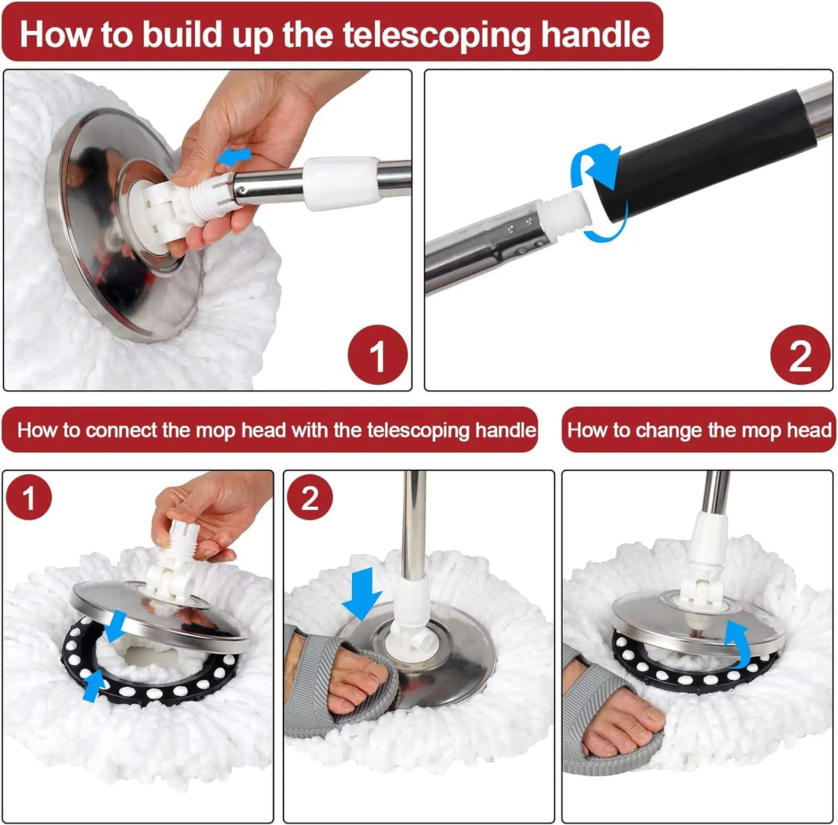 Zhejiang Spin Mop Bucket Set With Wring System Microfiber Heads