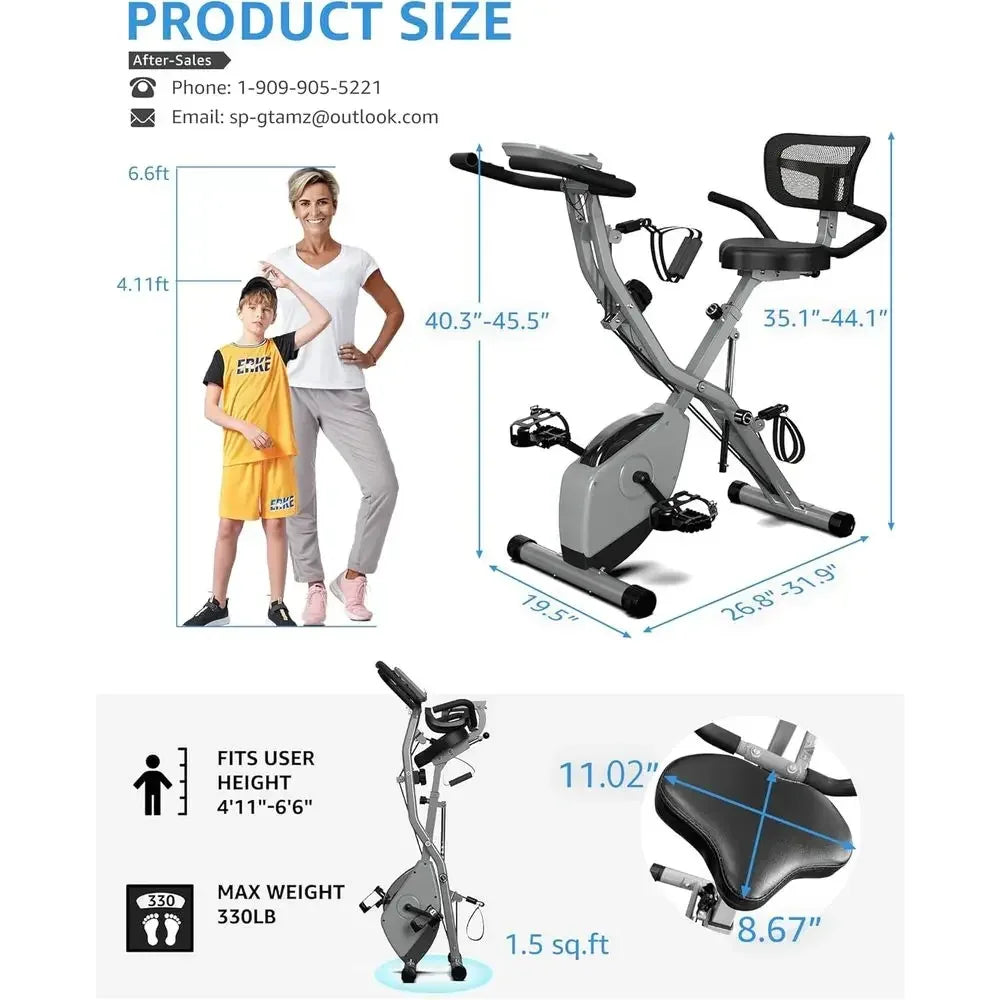 5-in-1 Indoor Cycling Bike: 16-Level Magnetic Resistance, 6.6 lbs Flywheel, 300 lbs Capacity for Seniors & Home Fitness