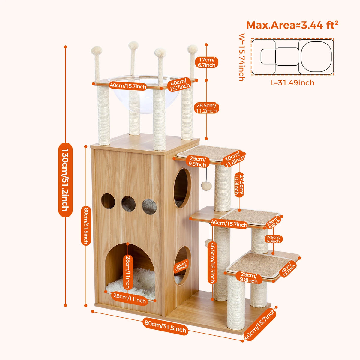Pawz Multi Level Indoor Cat Tree Tower With Scratching Posts