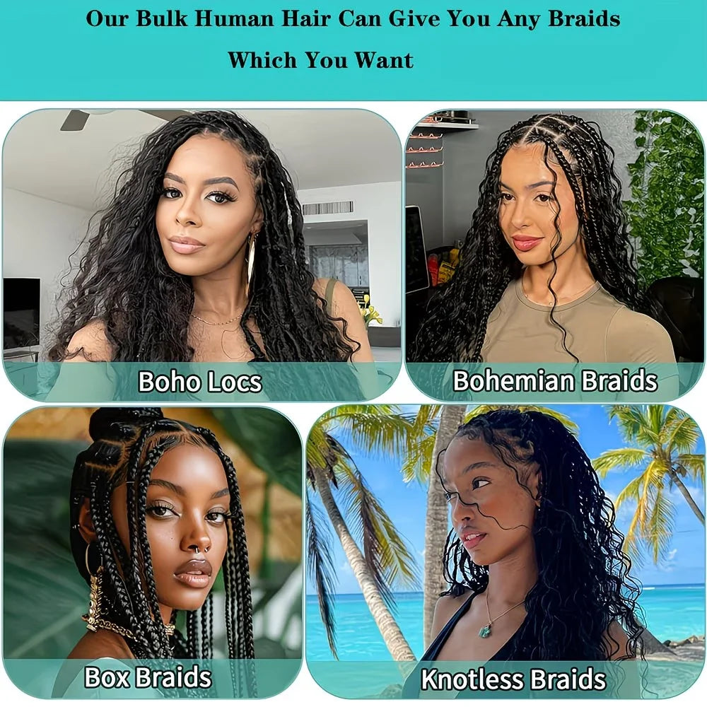 Simlergirl Curly Human Knotless Deep Wave Braiding Hair