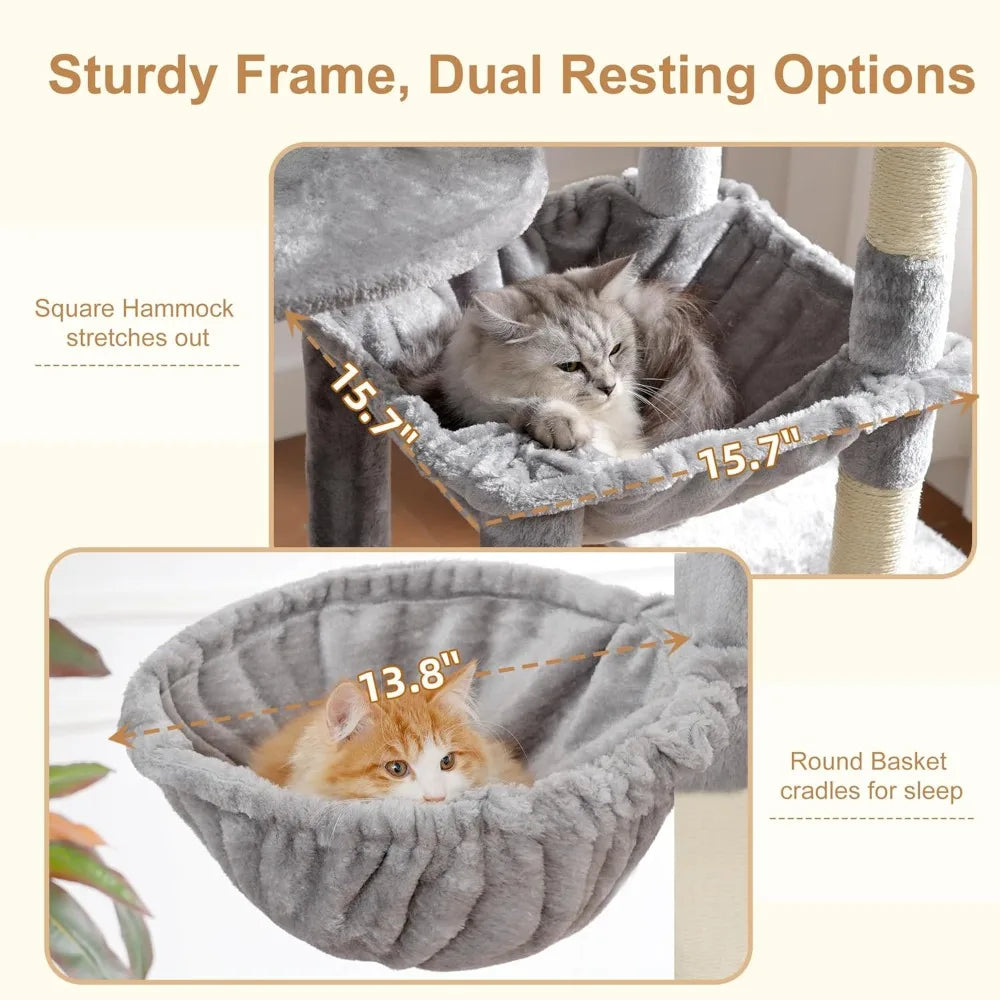Heavy Duty Multilevel Cat Tree With Wide Base And Condo