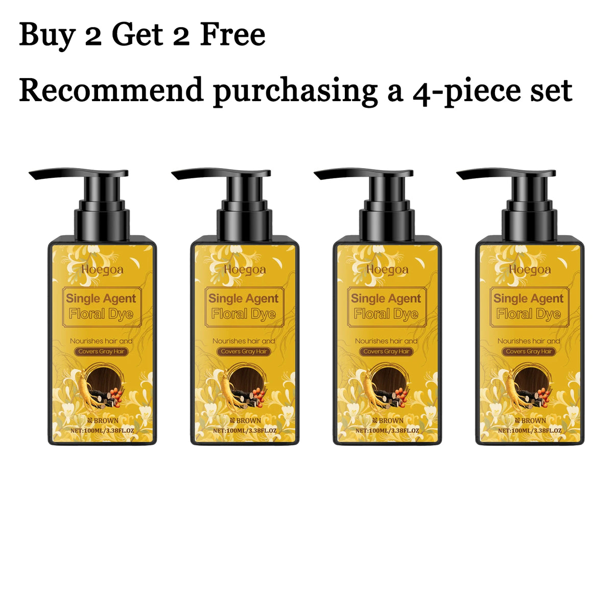 Hoegoa Herbal Hair Coloring Shampoo For Gentle Gray Coverage