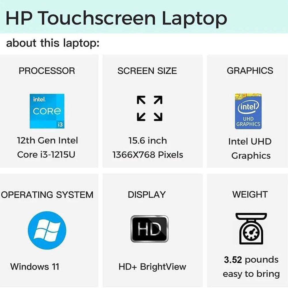 HP Core I3 Touchscreen Business Laptop With 2TB SSD