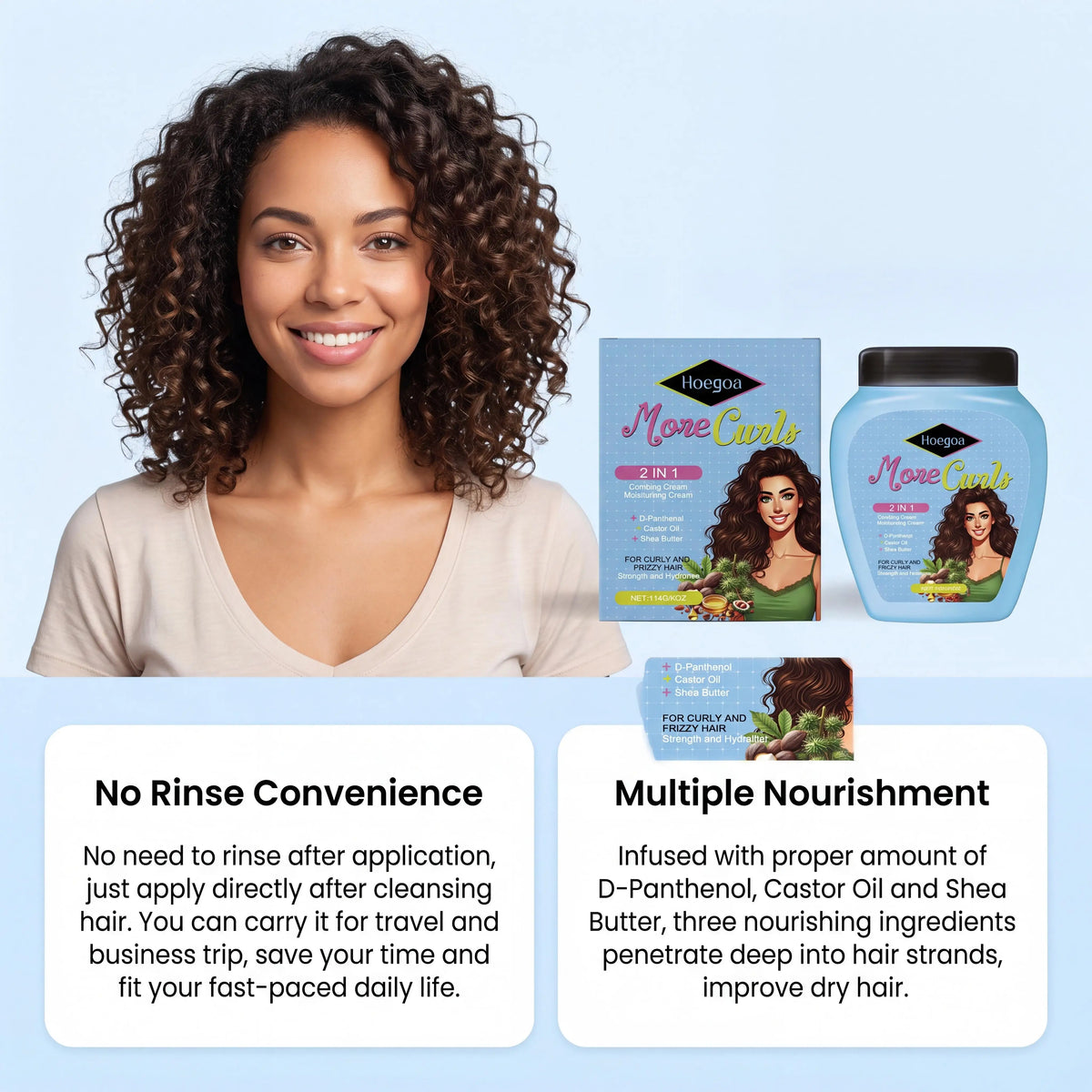 Hoegoa Shea Butter Castor Oil Leave In Conditioner Anti Frizz