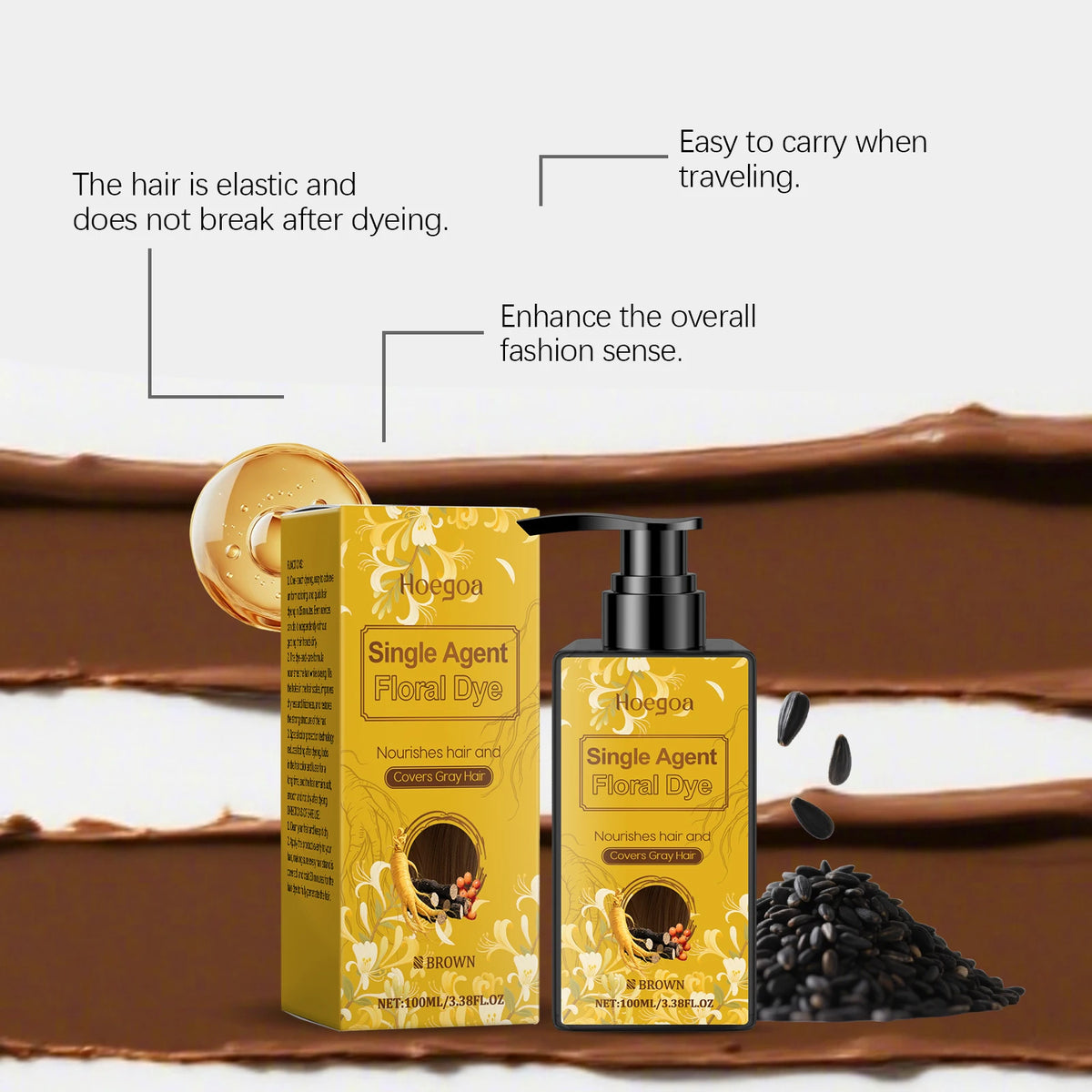 Hoegoa Herbal Hair Coloring Shampoo For Gentle Gray Coverage