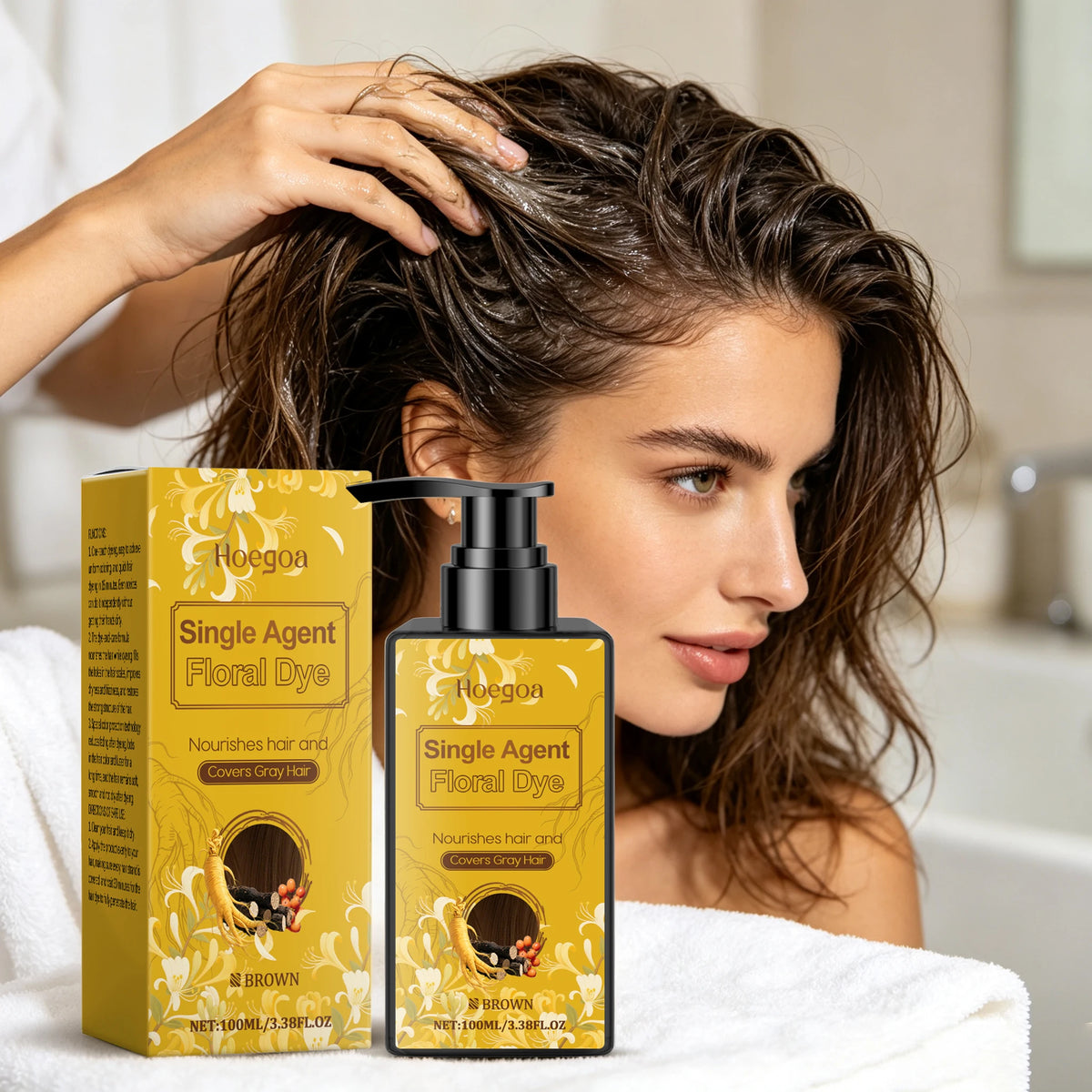 Hoegoa Herbal Hair Coloring Shampoo For Gentle Gray Coverage