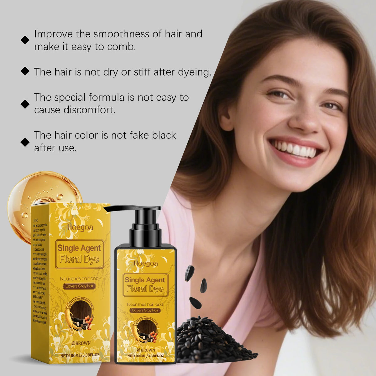Hoegoa Herbal Hair Coloring Shampoo For Gentle Gray Coverage