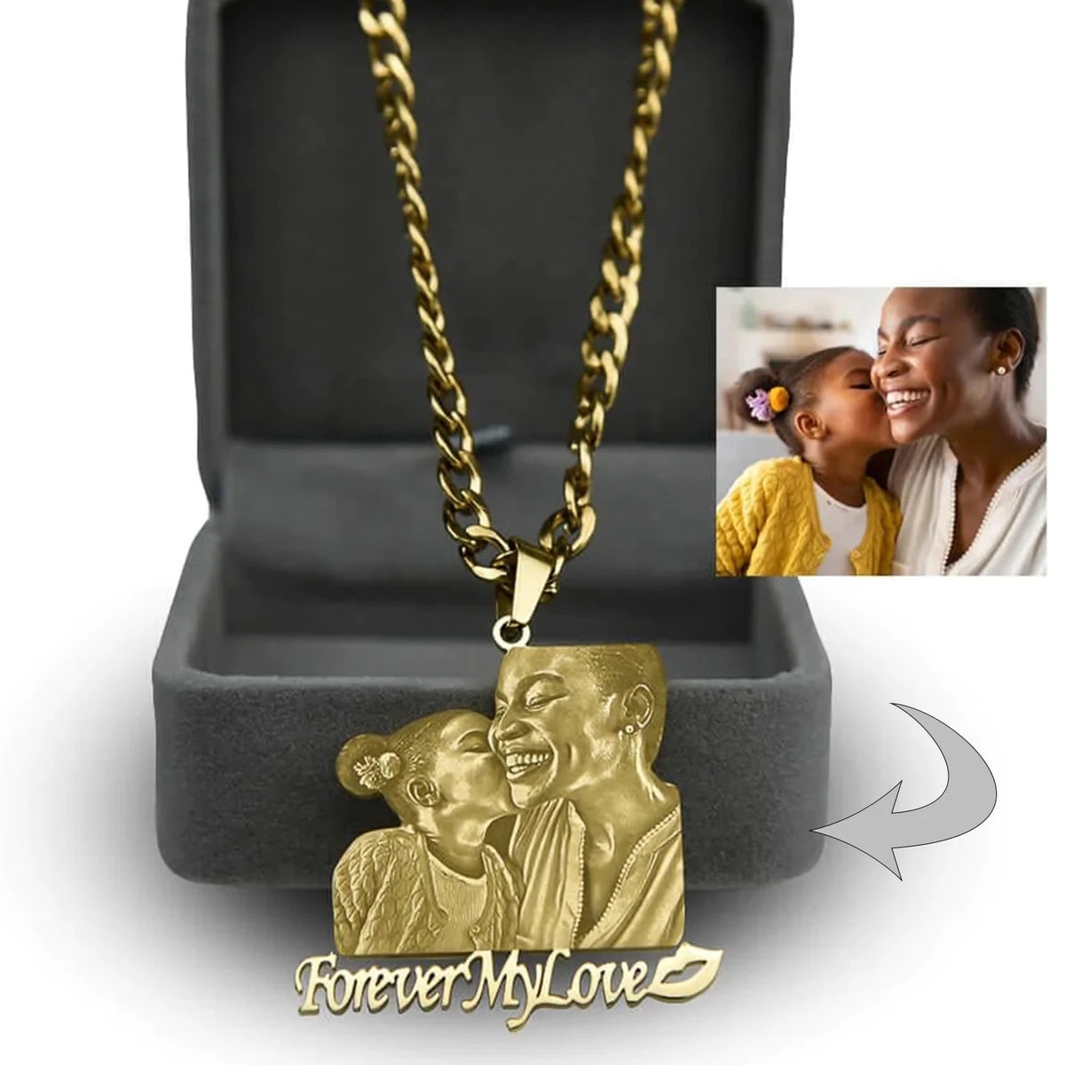 Qitian Custom Photo Engraved Necklace Personalized Mothers Day Pendant Women