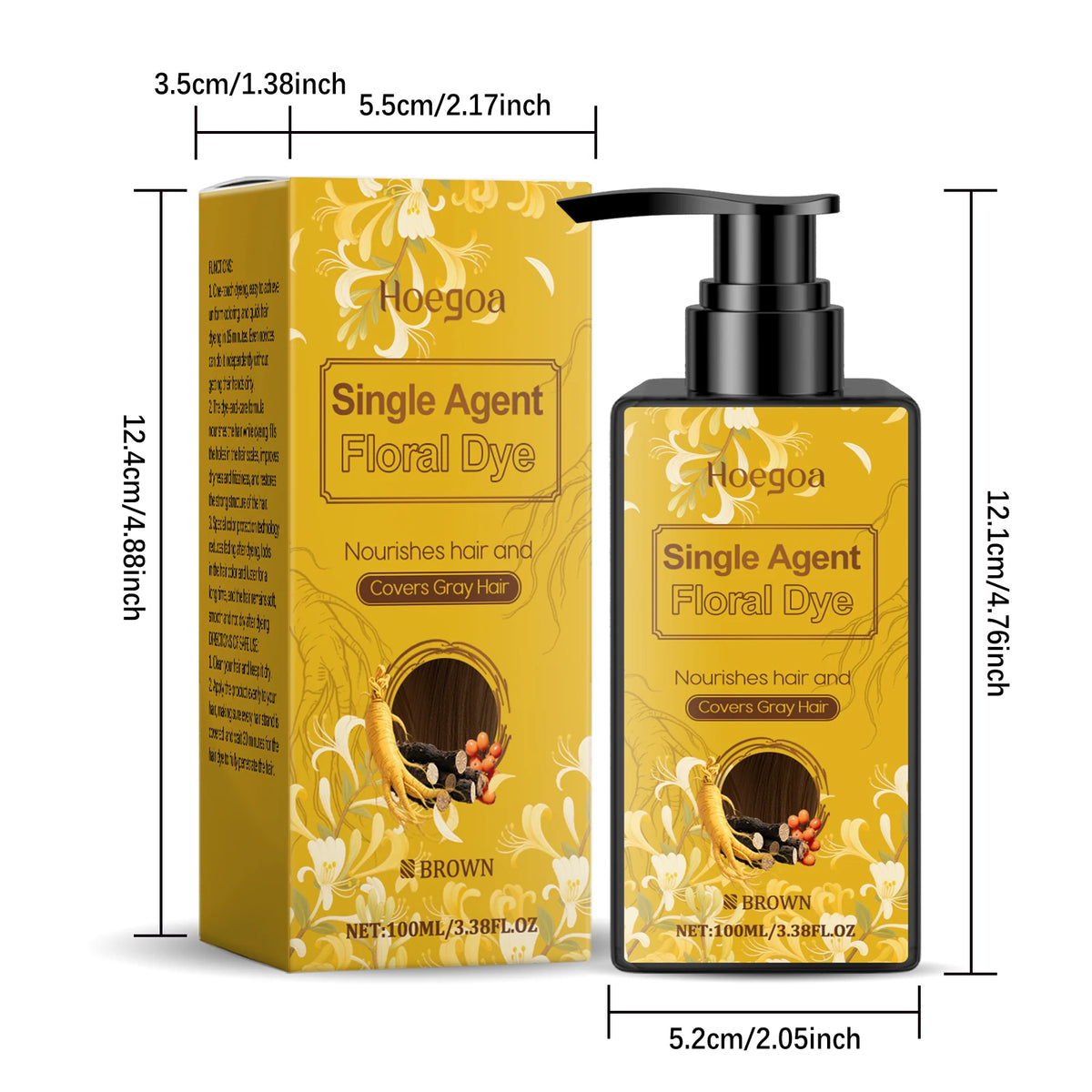 Hoegoa Herbal Hair Coloring Shampoo For Gentle Gray Coverage