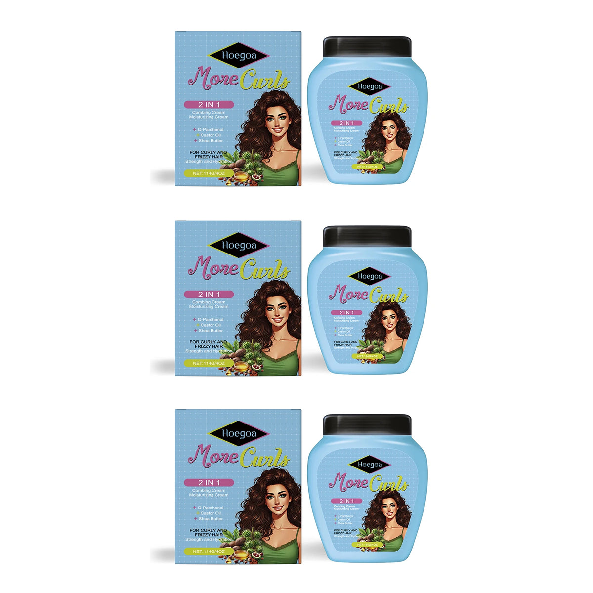 Hoegoa Shea Butter Castor Oil Leave In Conditioner Anti Frizz
