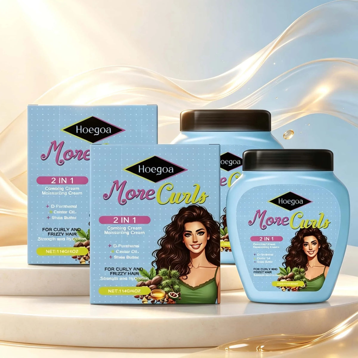 Hoegoa Shea Butter Castor Oil Leave In Conditioner Anti Frizz