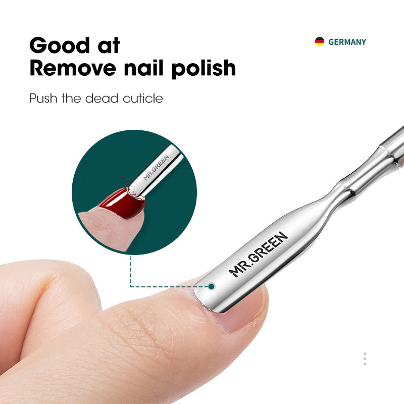 MR.GREEN Double Ended Cuticle Pusher Stainless Steel Manicure Tool