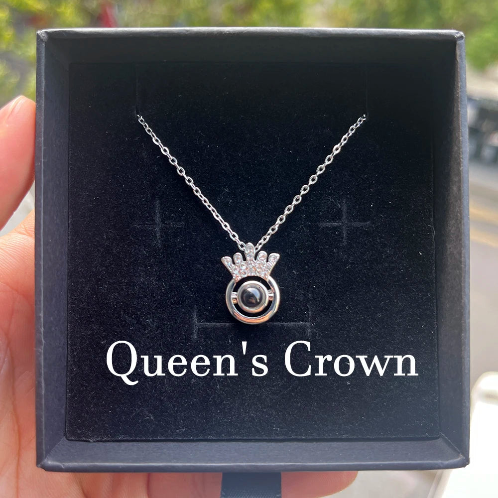 Custom Photo Projection Necklace With Stainless Steel Chain Heart Pendant