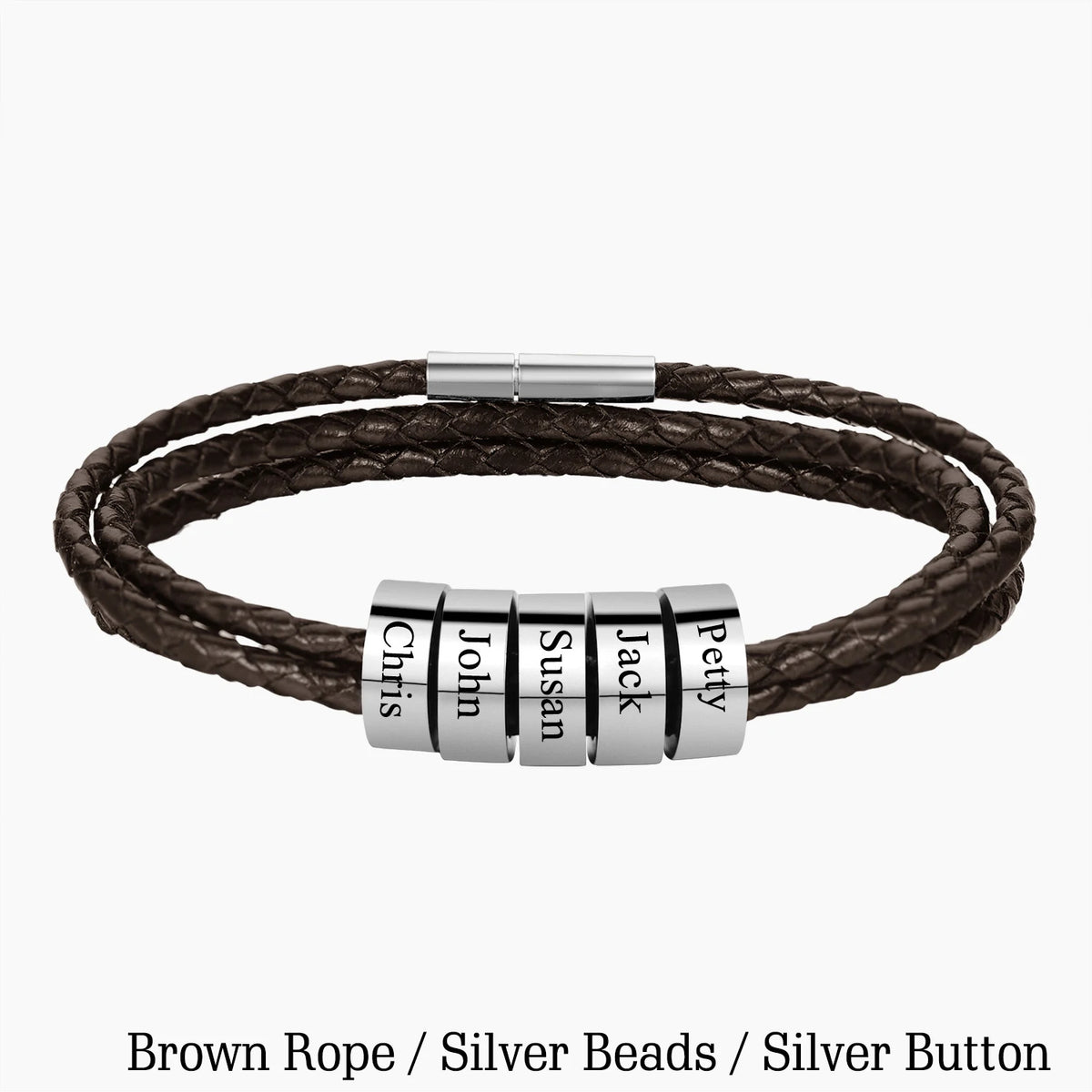 Qitian Personalized Engraved Family Name Leather Bracelet For Men