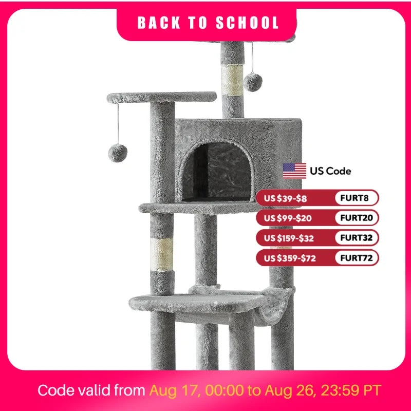 JHK Sturdy Multi Level Cat Climbing Tree With Sisal Posts
