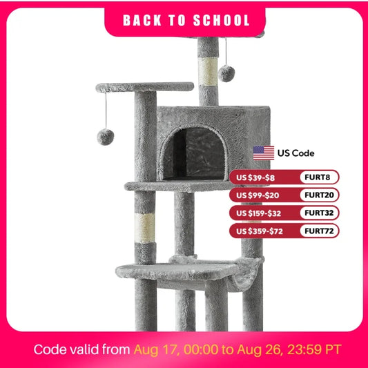 JHK Sturdy Multi Level Cat Climbing Tree With Sisal Posts