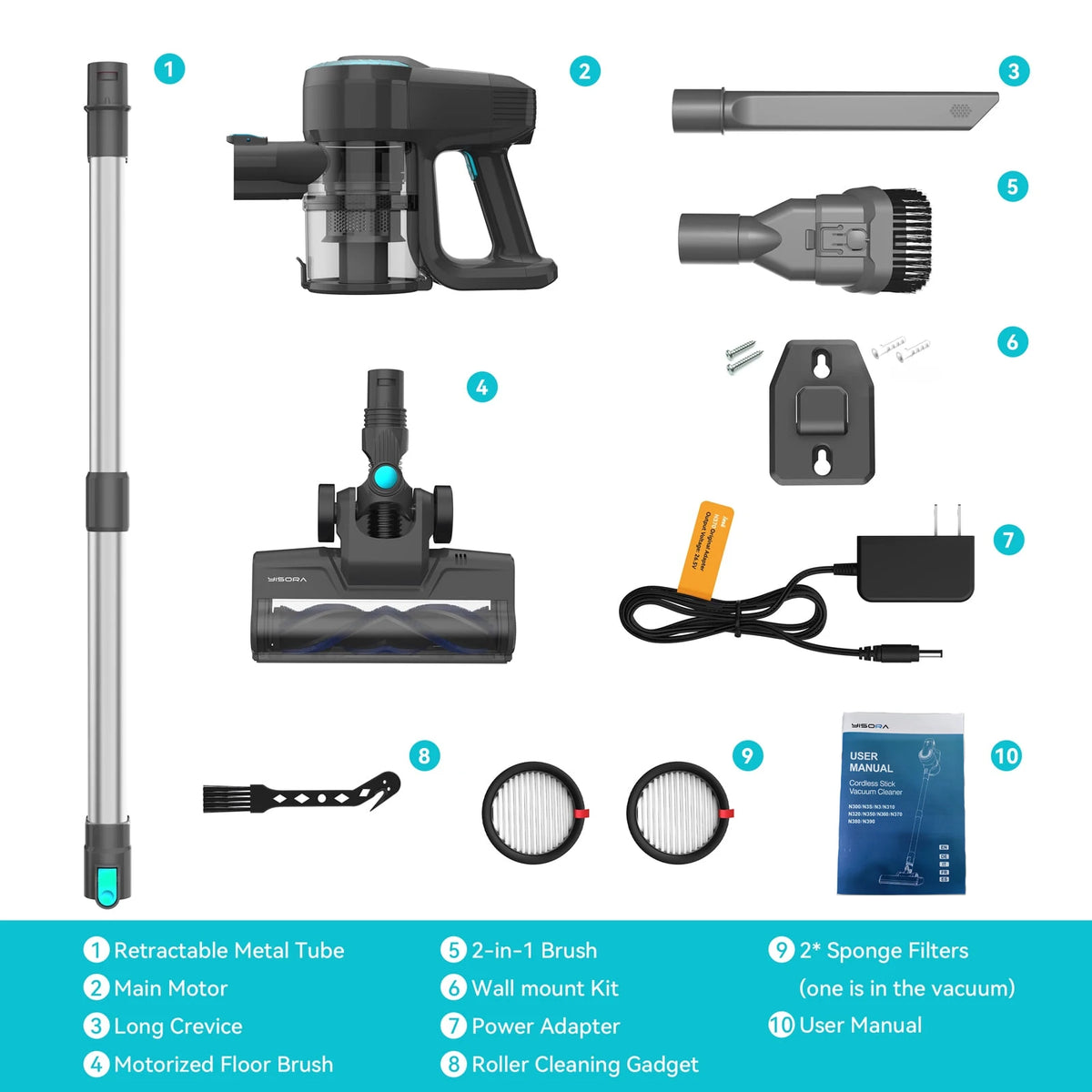 INSE N300 Cordless Upright Vacuum Cleaner 40 Minute Battery Life HEPA Filter