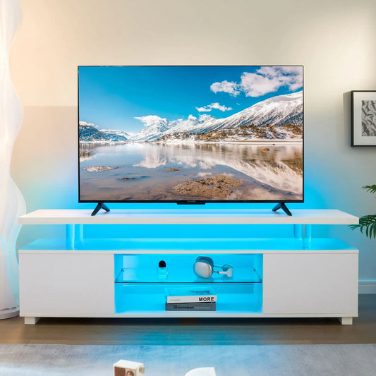 Cubehom Modern Wooden TV Stand With Built In Storage