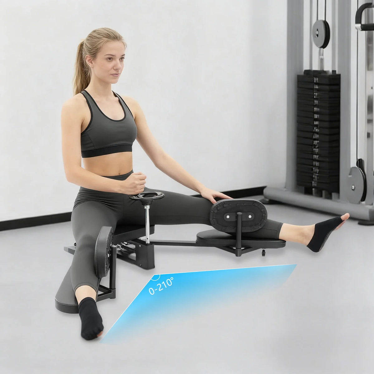 Leg Stretcher, 0-210° Adjustable Leg Split Machine, Heavy Duty Leg Stretching Trainer, Leg Spreader Load 100kg for Home Gym Yoga