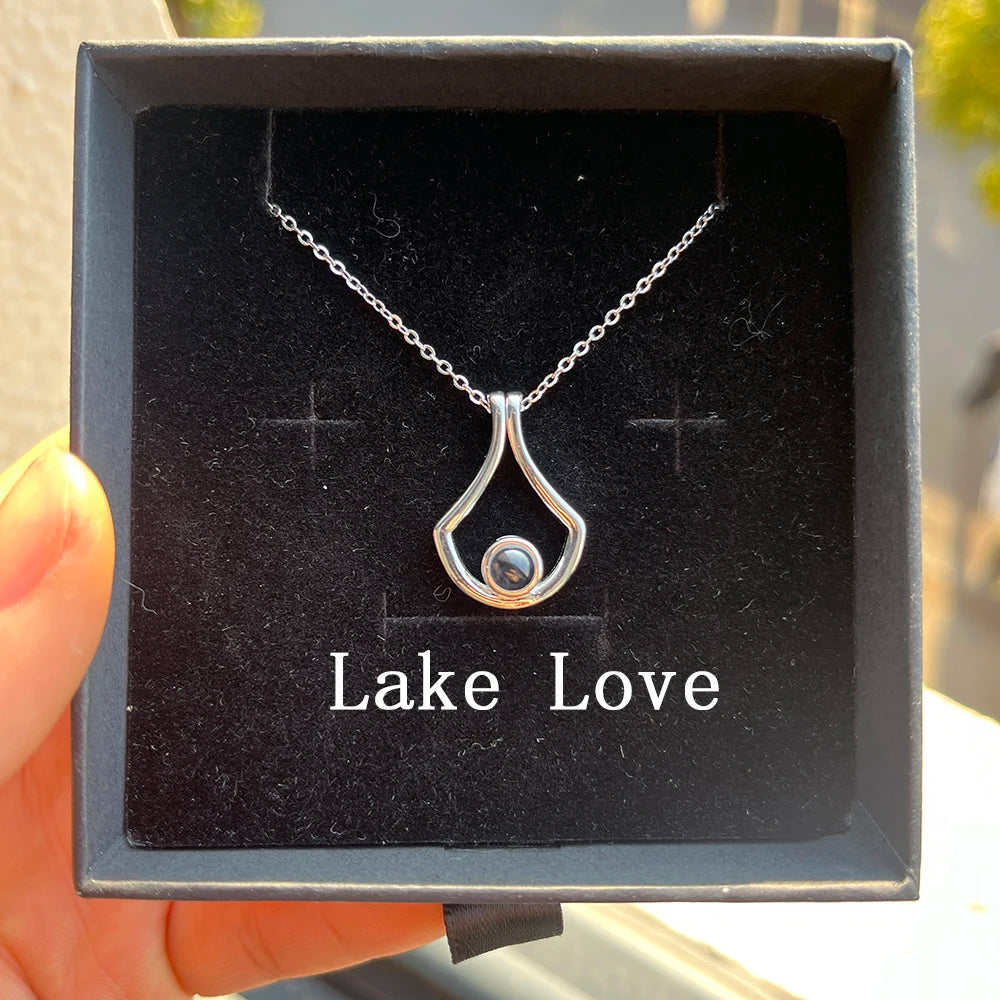 Custom Photo Projection Necklace With Stainless Steel Chain Heart Pendant