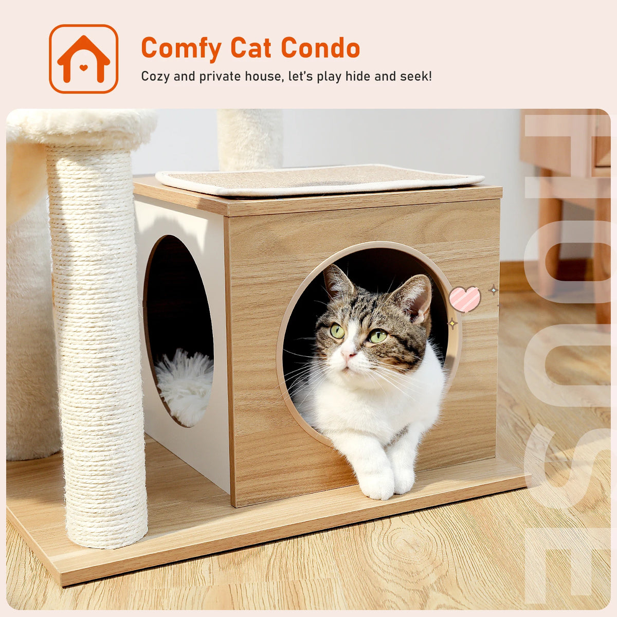 Pawz Road Modern Multi Level Wood Cat Tree With Hammock