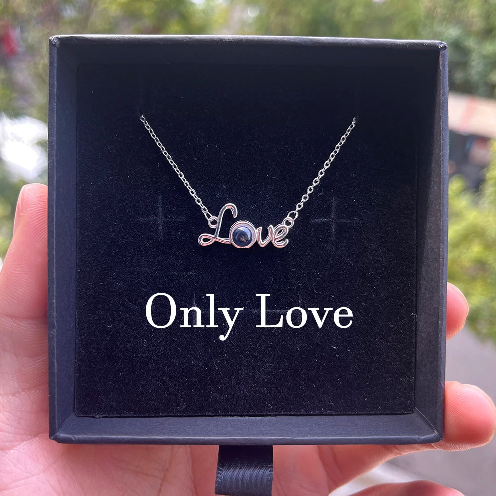 Custom Photo Projection Necklace With Stainless Steel Chain Heart Pendant