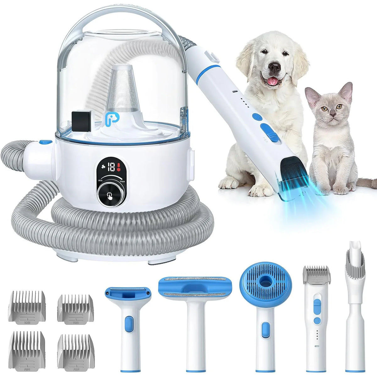DishyKooker Pet Grooming Kit With Vacuum Suction And 5 Tools