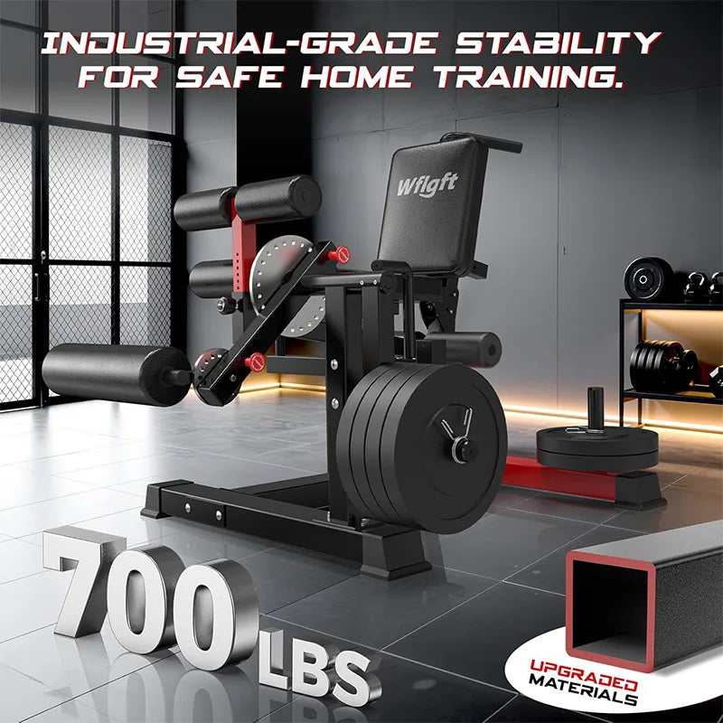Pooboo Leg Extension and Curl Machine, 1000LB Adjustable Home Gym Leg Trainer | 4 in 1 leg trainer with quick pull-pin adjustments, 1000LB capacity and support for 1" and 2" weight plates