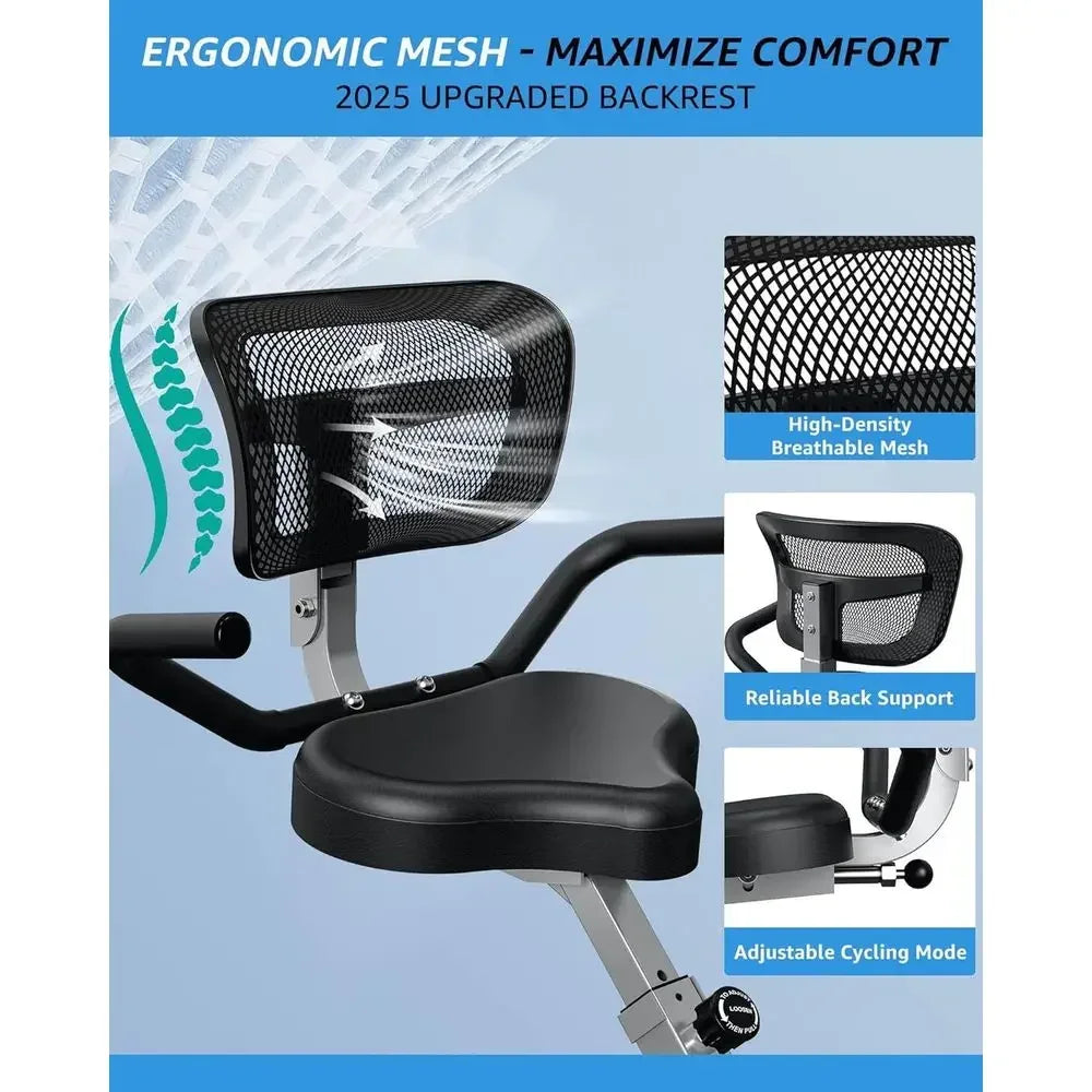 5-in-1 Indoor Cycling Bike: 16-Level Magnetic Resistance, 6.6 lbs Flywheel, 300 lbs Capacity for Seniors & Home Fitness
