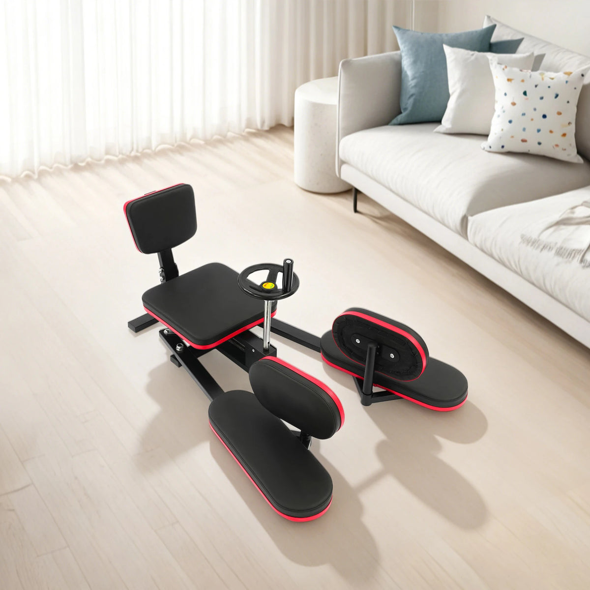 Leg Stretcher, Stretching Training Machine, 180° Adjustable Fitness Trainer, Load-Bearing 120kg, Red Border Black Style