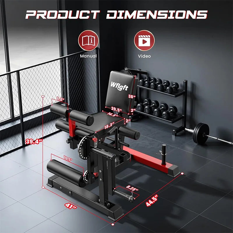 Pooboo Leg Extension and Curl Machine, 1000LB Adjustable Home Gym Leg Trainer | 4 in 1 leg trainer with quick pull-pin adjustments, 1000LB capacity and support for 1" and 2" weight plates