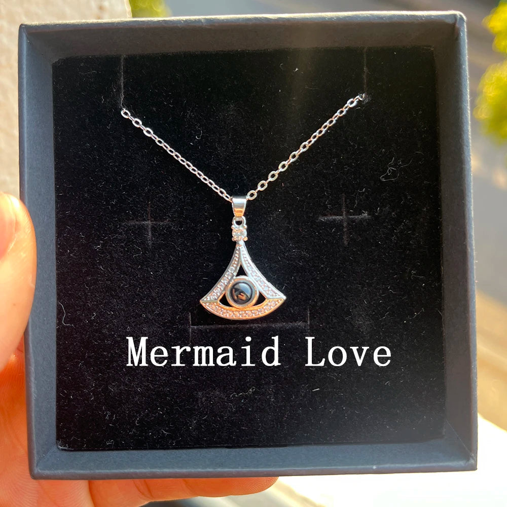 Custom Photo Projection Necklace With Stainless Steel Chain Heart Pendant