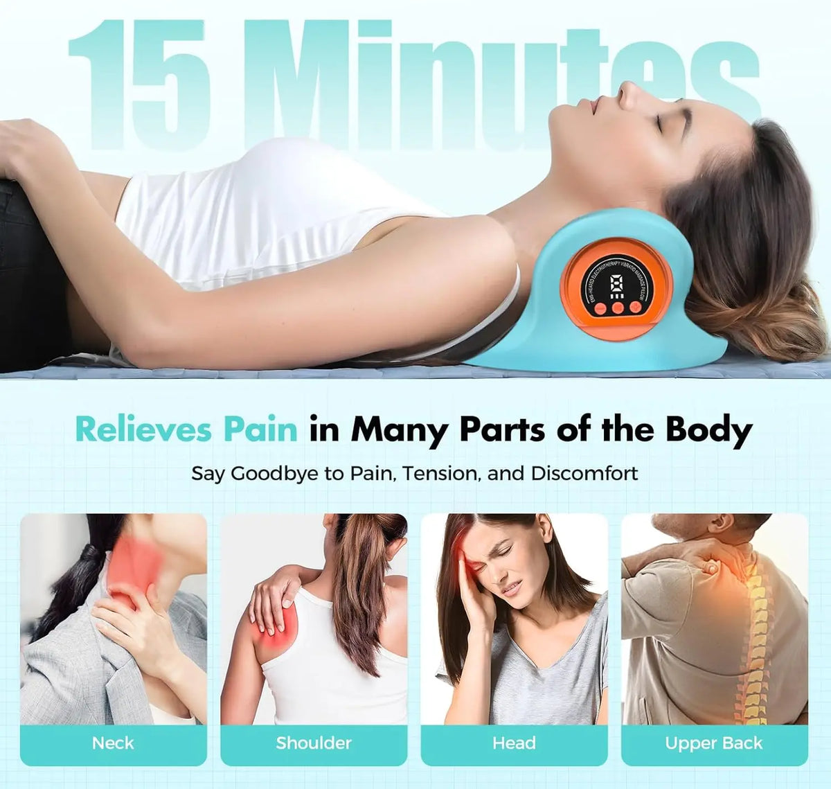 Electronic Rechargeable 3in1 Shiatsu Neck Back Massager With Remote
