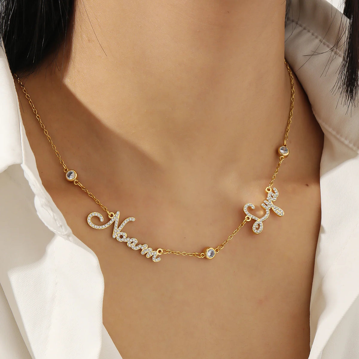 MYDIY Custom Diamond Name Necklace Stainless Steel Pendant