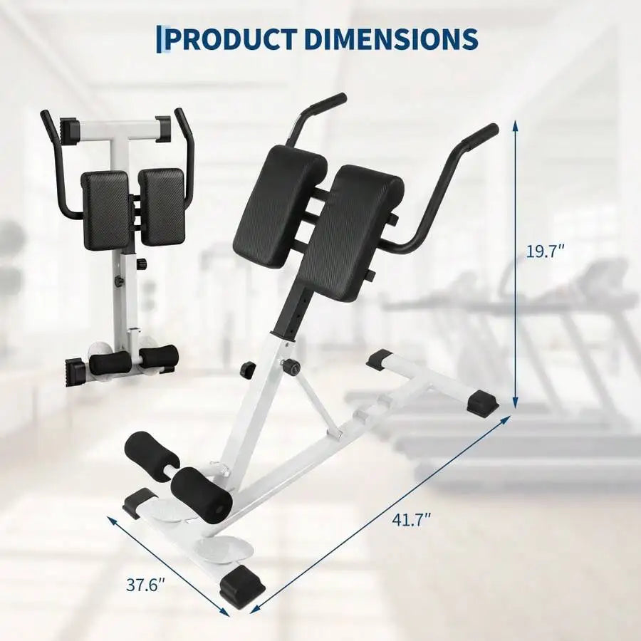 Roman Chair Hyperextension Bench For Home Gym - Carbon Steel Construction - Core & Lower Back Strength Training - Black Fitness Equipment
