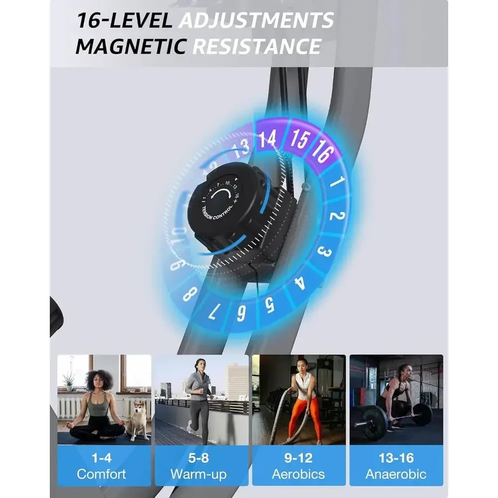 5-in-1 Indoor Cycling Bike: 16-Level Magnetic Resistance, 6.6 lbs Flywheel, 300 lbs Capacity for Seniors & Home Fitness