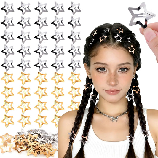 Star Hair Clips For Party Non Slip Snap Barrettes Set
