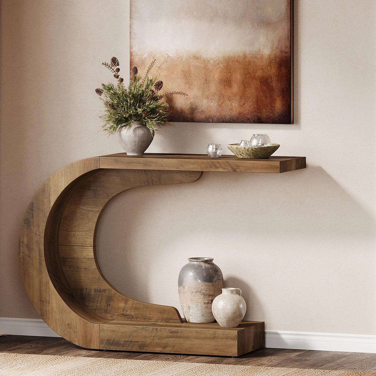 Tribesigns Mid Century Modern Wooden Console Table For Entryway