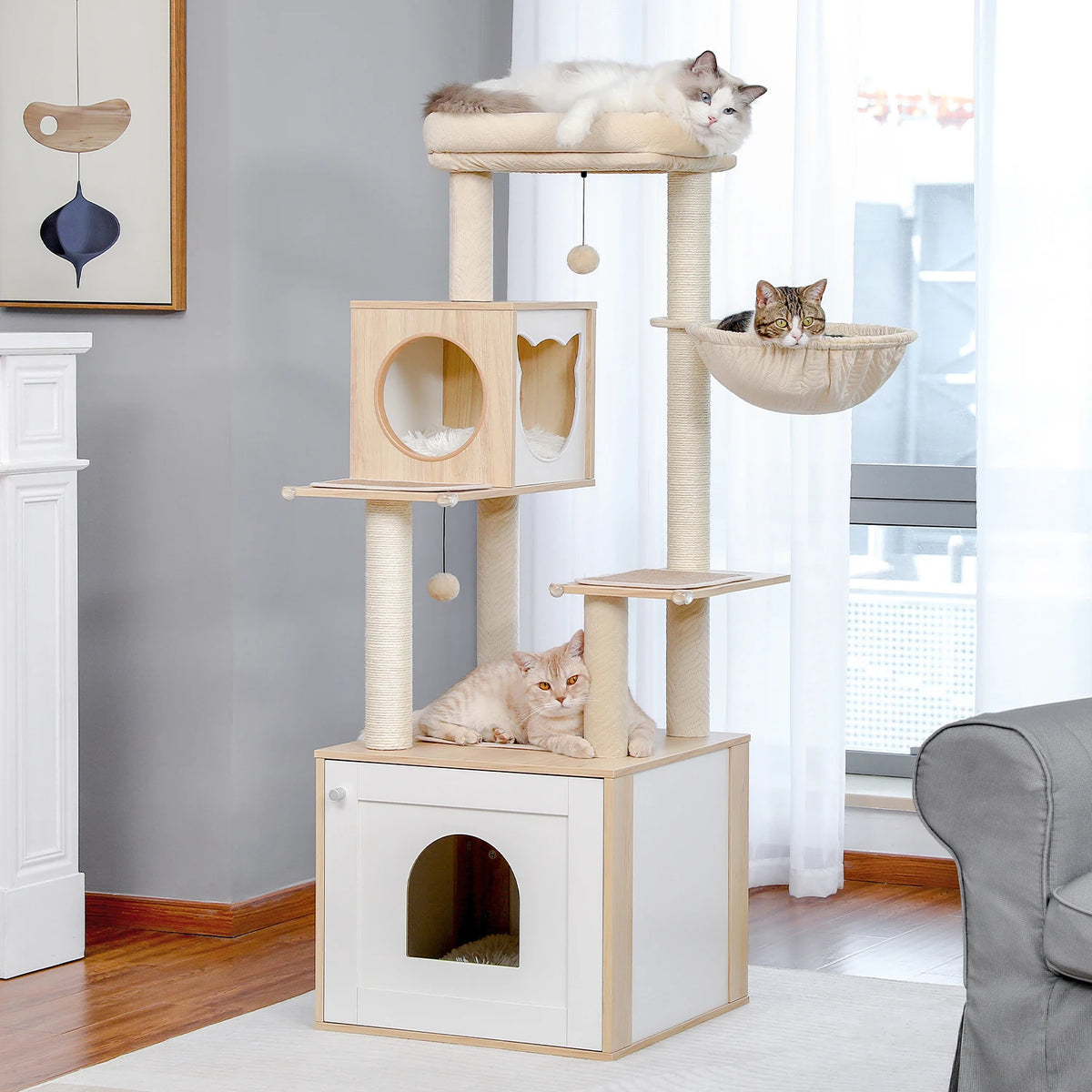 Pawz Multi Level Indoor Cat Tree Tower With Scratching Posts