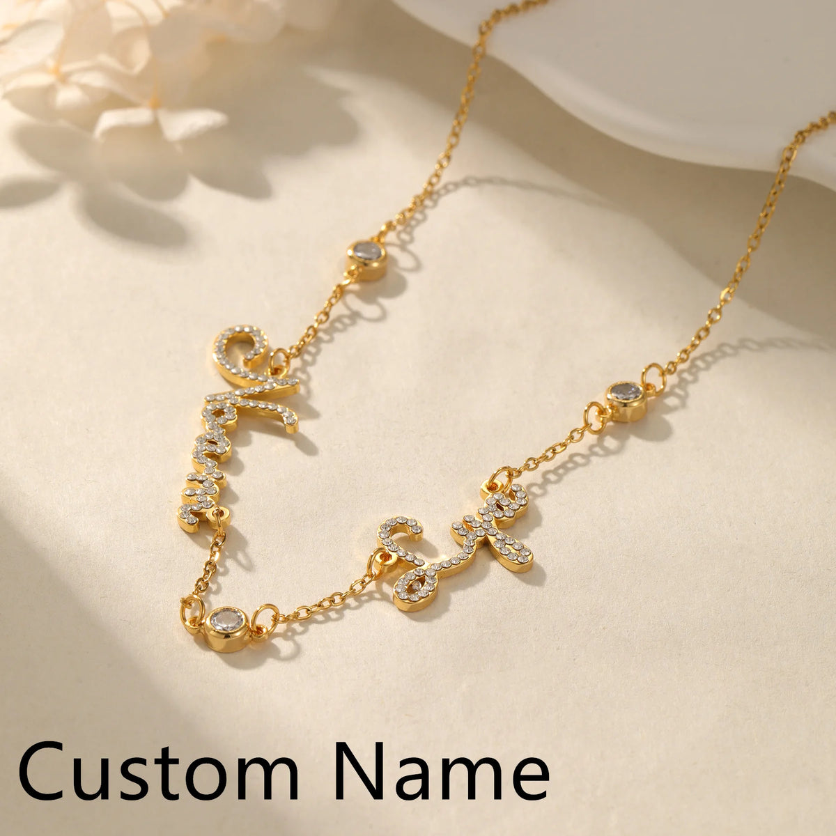 MYDIY Custom Diamond Name Necklace Stainless Steel Pendant