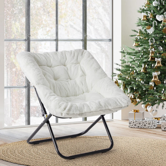 JHK Folding Lounge Saucer Chair With Padded Metal Frame