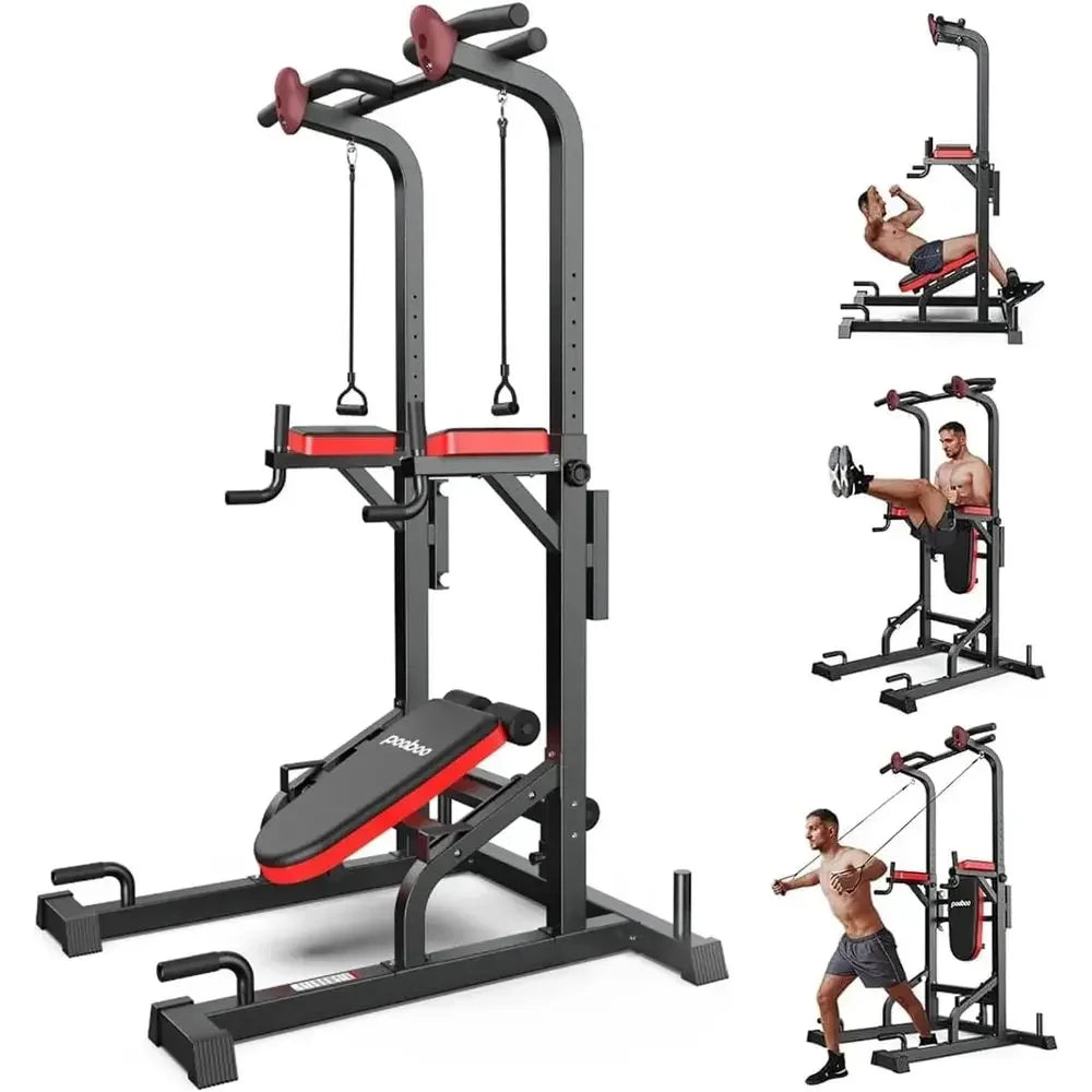 Multi-Function Adjustable Home Gym Pull-Up Bar, 450 lbs Capacity, with Elastic Resistance Bands