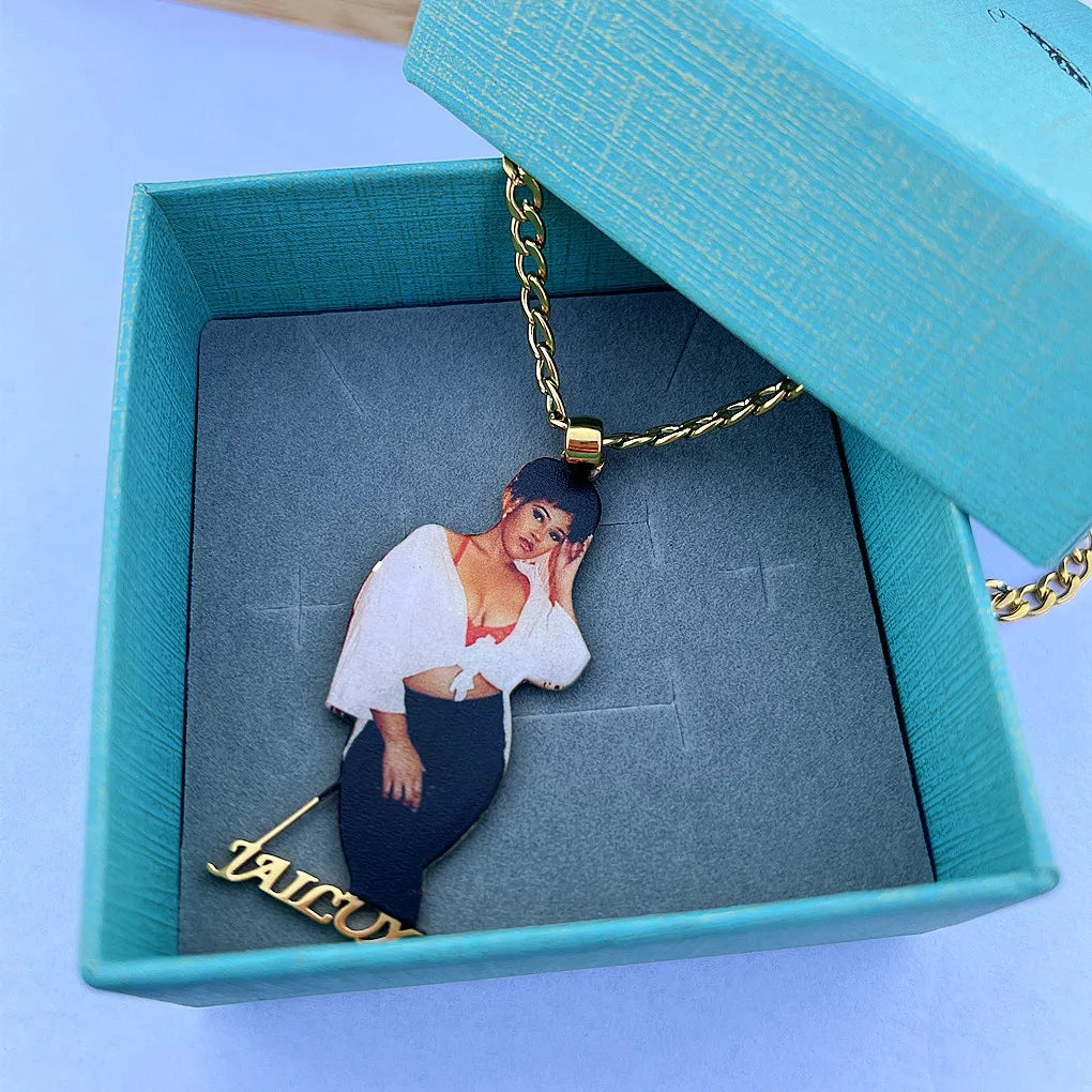 DUOYING Custom Photo Necklace With Picture Nameplate Pendant Stainless Steel