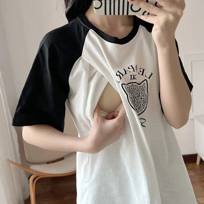Maternity Cotton Nursing Top For Breastfeeding And Postpartum