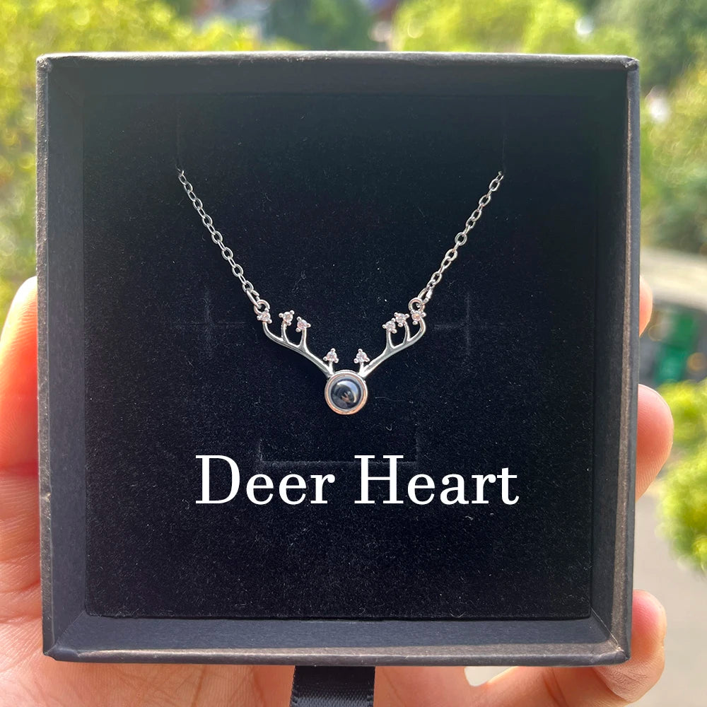 Custom Photo Projection Necklace With Stainless Steel Chain Heart Pendant