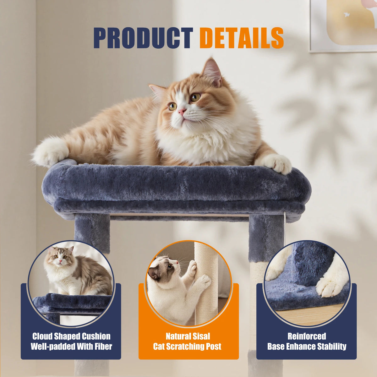 JHK Multi Level Cat Tree With Sisal Scratching Posts And Cozy Perches