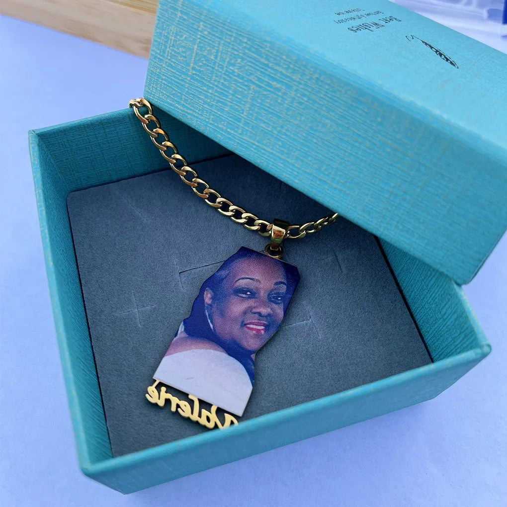 DUOYING Custom Photo Necklace With Picture Nameplate Pendant Stainless Steel
